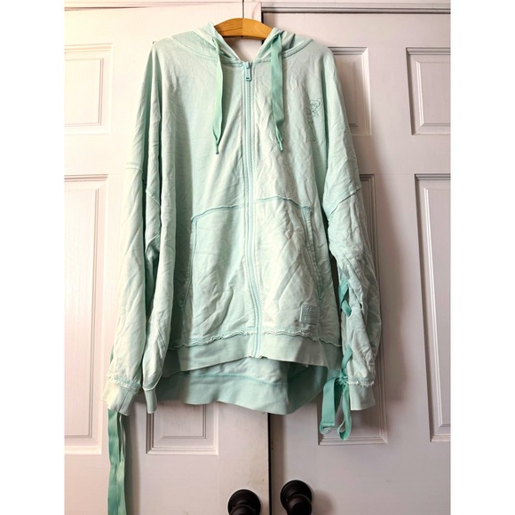 Loungefly Tops - Disney Loungefly Tinker Bell Welcome To Never Land Mint Green Lace Up Hoodie 2XL